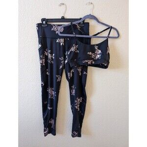Women's Athletic Workout Set Floral  Foil Print